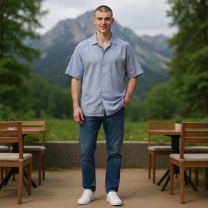 ✨NWT! Galaxy by harvic Men’s blue casual shirt 2XL